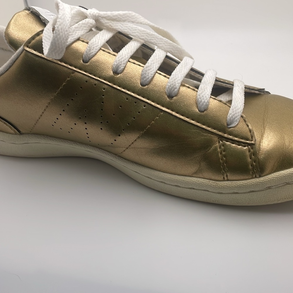 New Balance J Crew Metallic Gold Leather Casual Sneakers - Picture 6 of 15